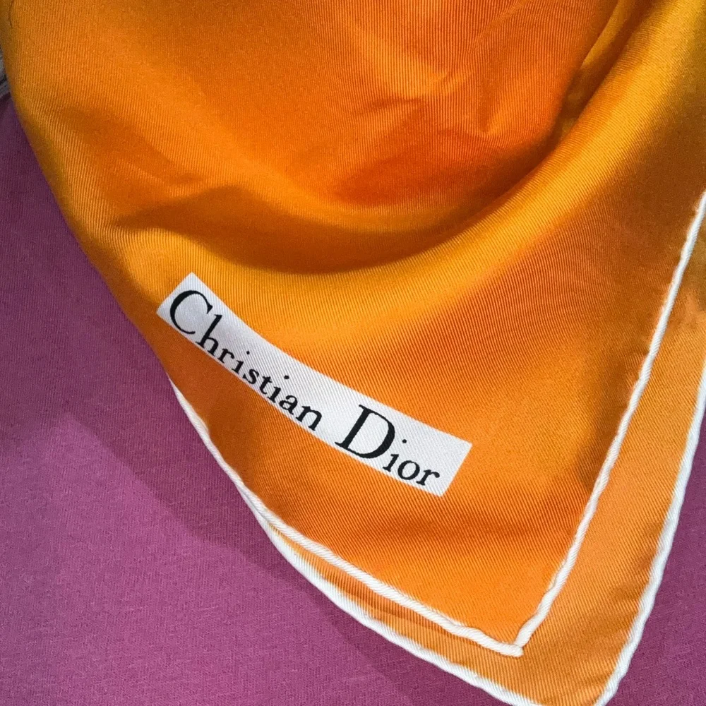 Christian Dior Orange Silk Scarf - EUC